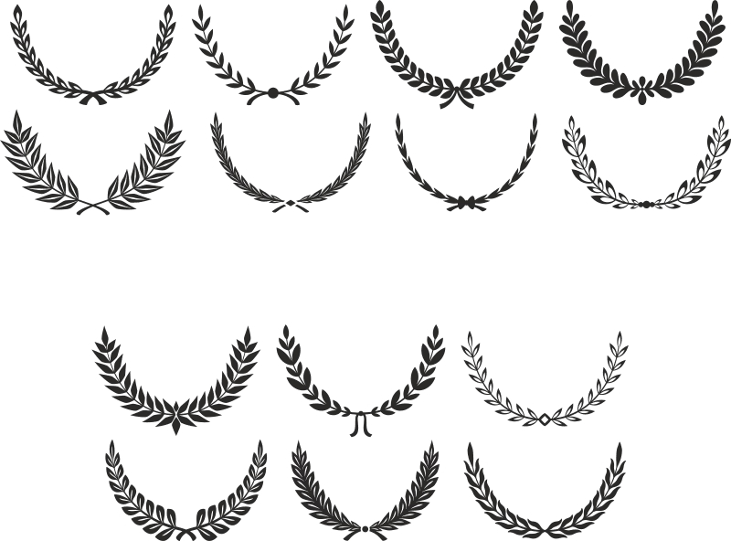 طرح حلقه گل لورل دیجیتال مناسب برای استفاده در دستگاه های cnc چوب و cnc لیزر - digital laurel wreath laurel clip art cdr file