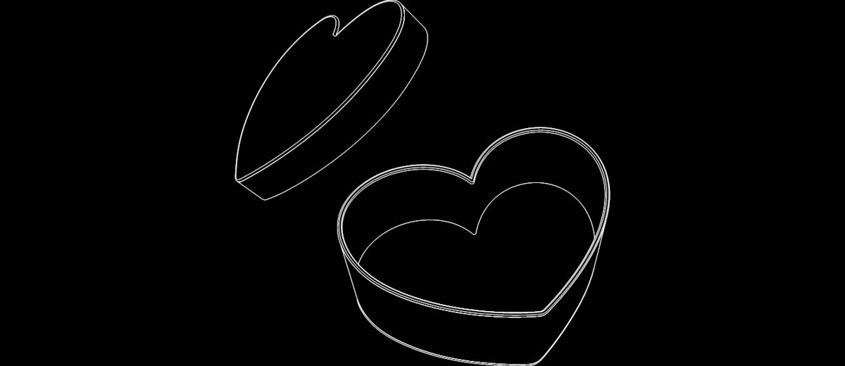 طرح جعبه قلبی مناسب برای استفاده در دستگاه های cnc چوب و cnc لیزر - heart box dxf file