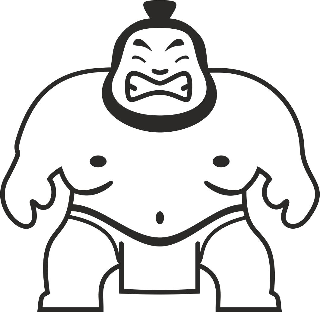 طرح فایل وکتور برچسب کشتی‌گیر سومو مناسب برای استفاده در دستگاه های cnc چوب و cnc لیزر - sumo wrestler sticker vector cdr file