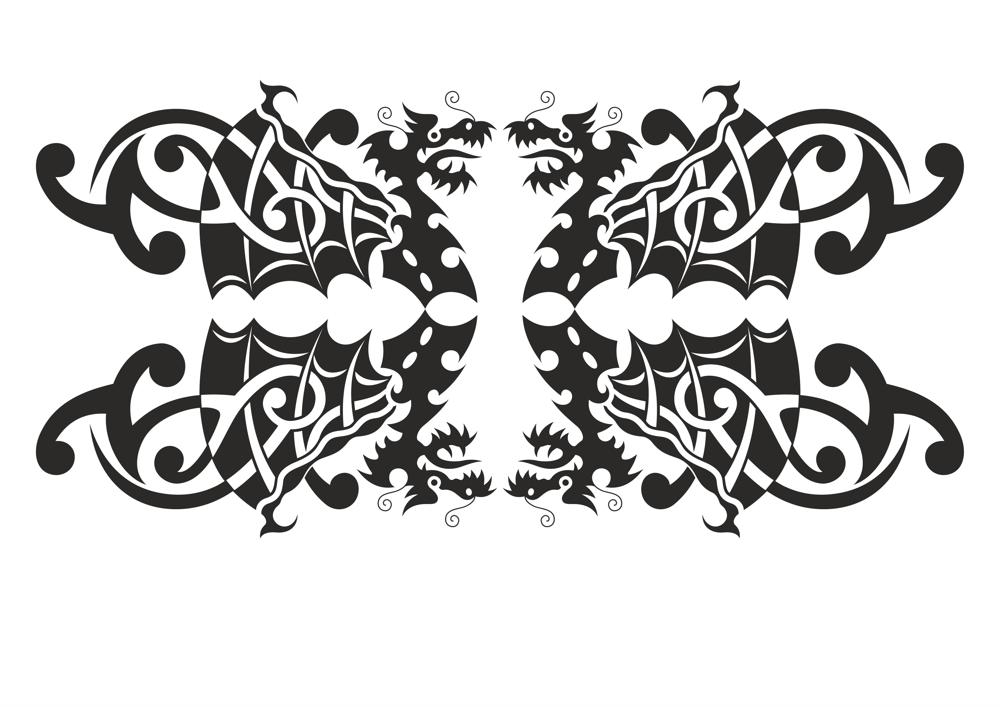 طرح وکتور طرح هنری اژدهای سیلوئت مناسب برای استفاده در دستگاه های cnc چوب و cnc لیزر - silhouette dragon vector art cdr file