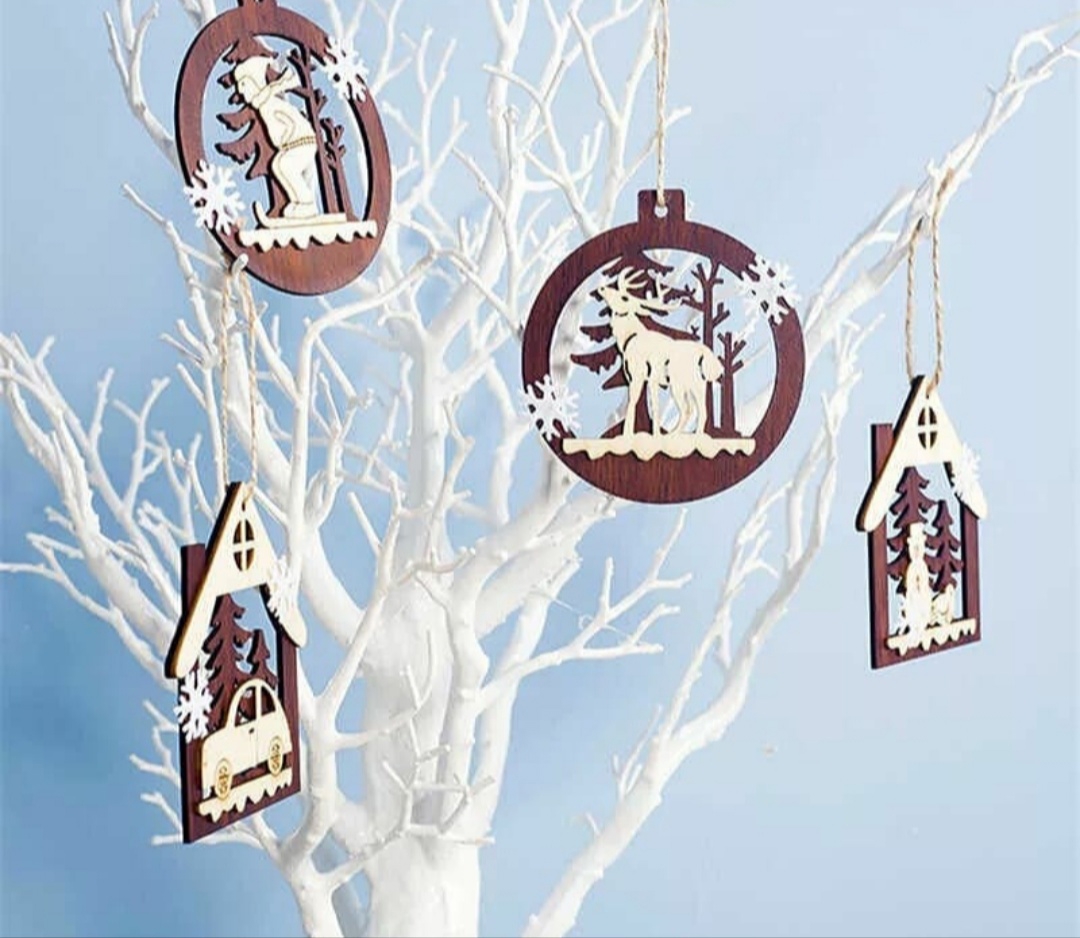 طرح تزیینات درخت کریسمس مناسب برای استفاده در دستگاه های cnc چوب و cnc لیزر - laser cut christmas tree ornaments cdr file