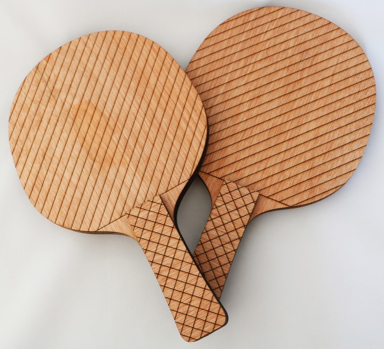طرح مجموعه راکت پینگ پنگ با فایل AI مناسب برای استفاده در دستگاه های cnc چوب و cnc لیزر - laser cut ping pong paddle set ai file