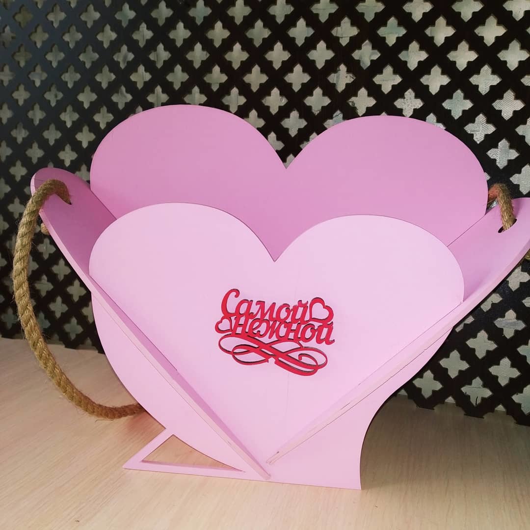 طرح سبد قلبی مناسب برای استفاده در دستگاه های cnc چوب و cnc لیزر - laser cut heart basket cdr file