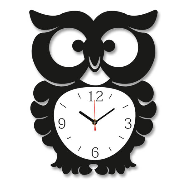طرح ساعت دیواری طرح جغد مناسب برای استفاده در دستگاه های cnc چوب و cnc لیزر - laser cut owl wall clock cdr file