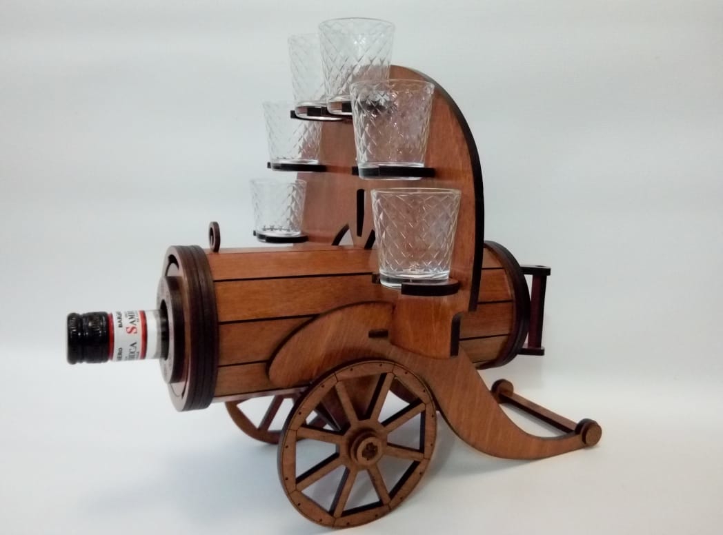 طرح جا بطری توپ جنگی مناسب برای استفاده در دستگاه های cnc چوب و cnc لیزر - laser cut cannon bottle holder cdr file