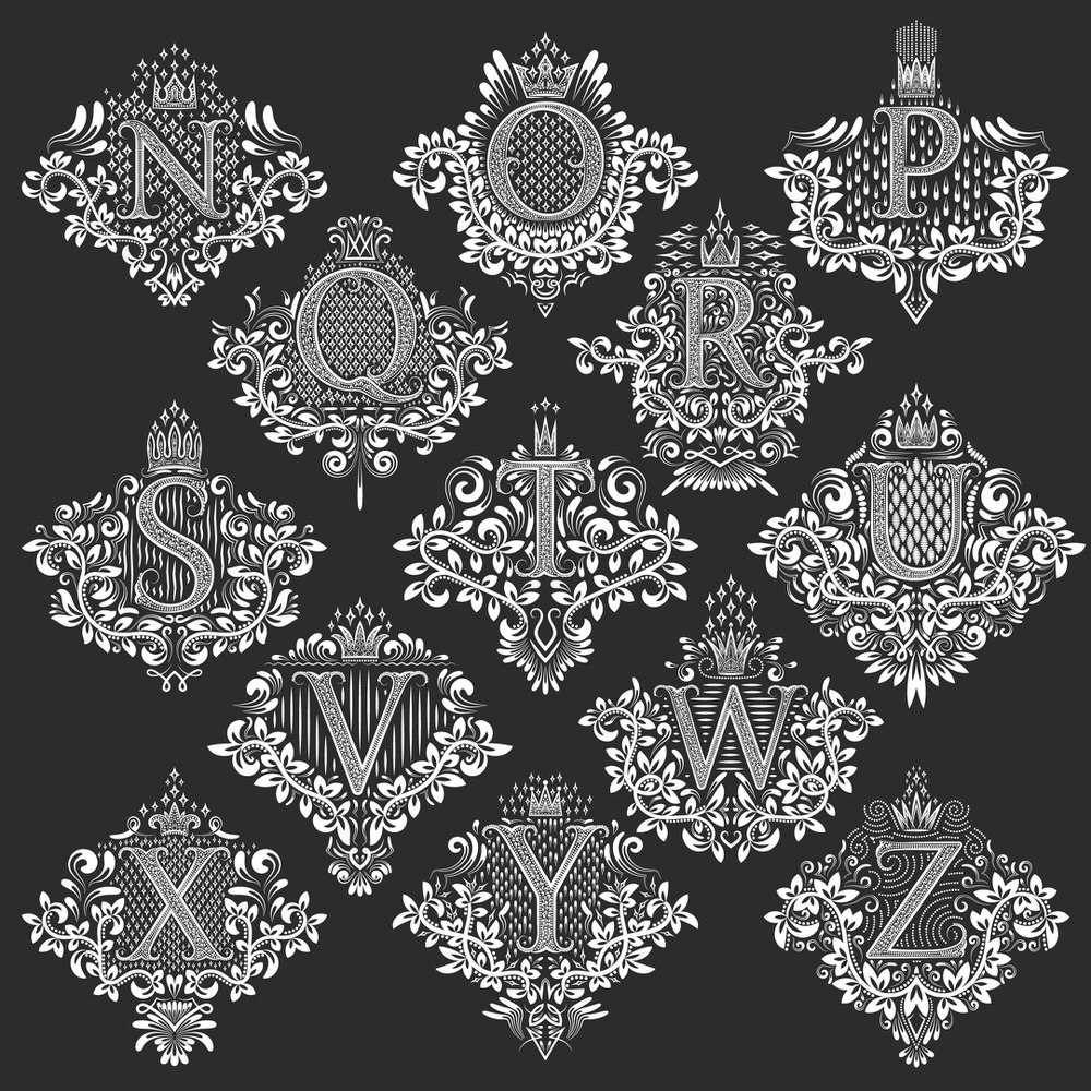 طرح حروف بزرگ زینتی مناسب برای استفاده در دستگاه های cnc چوب و cnc لیزر - ornamental capital letters eps file