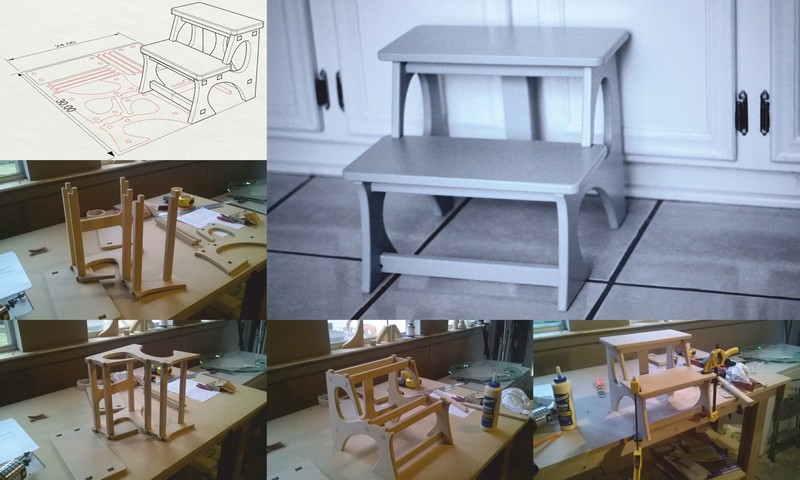 طرح چهارپایه کودک با روتر cnc و مناسب برای استفاده در دستگاه های cnc چوب و cnc لیزر - kids step stool laser cut cnc router plans cdr file
