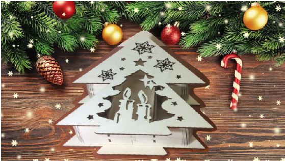 طرح جعبه کریسمس مناسب برای استفاده در دستگاه های cnc چوب و cnc لیزر - laser cut christmas box template cdr file