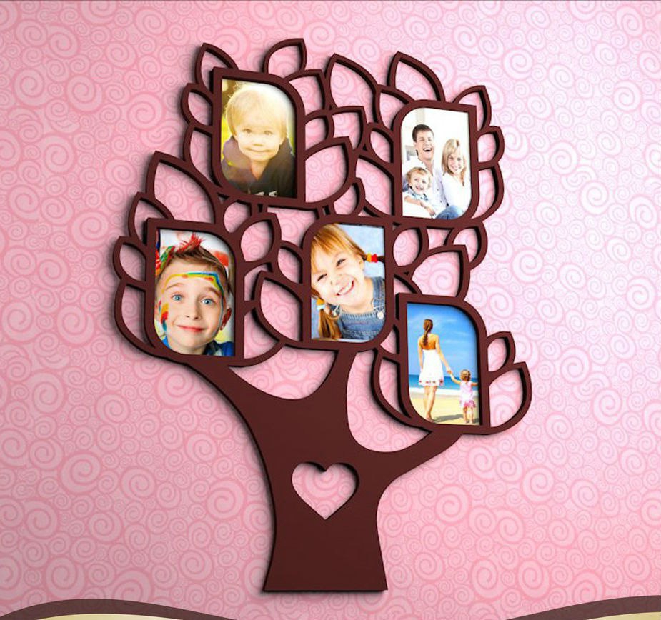 طرح شجره نامه خانوادگی با ۵ فریم مناسب برای استفاده در دستگاه های cnc چوب و cnc لیزر - laser cut family tree with 5 frames cdr file