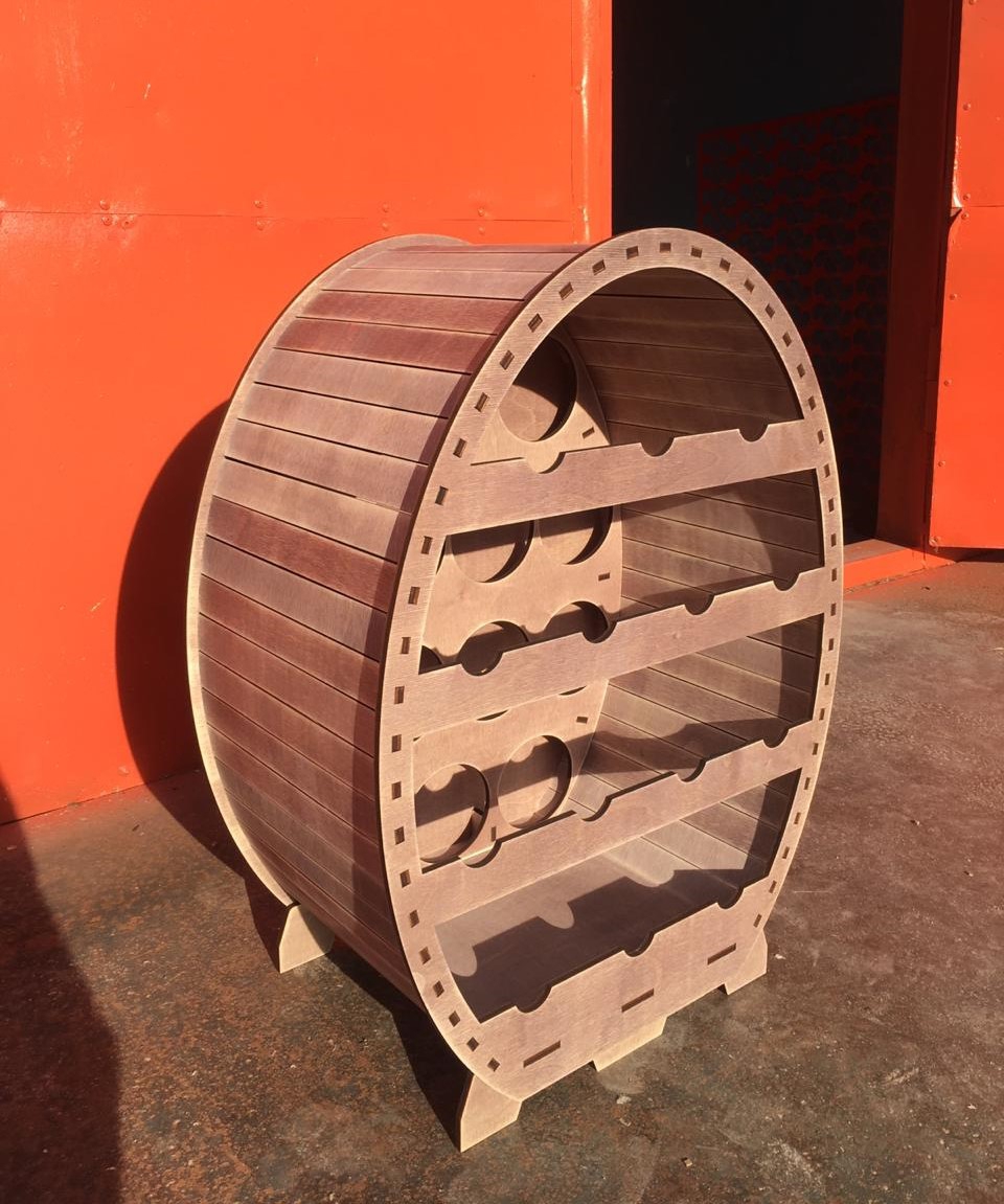 طرح جا نوشابه چوبی برای بشکه نوشابه ۱۴ بطری مناسب برای استفاده در دستگاه های cnc چوب و cnc لیزر - laser cut wooden wine rack for 14 bottles wine barrel design cdr file