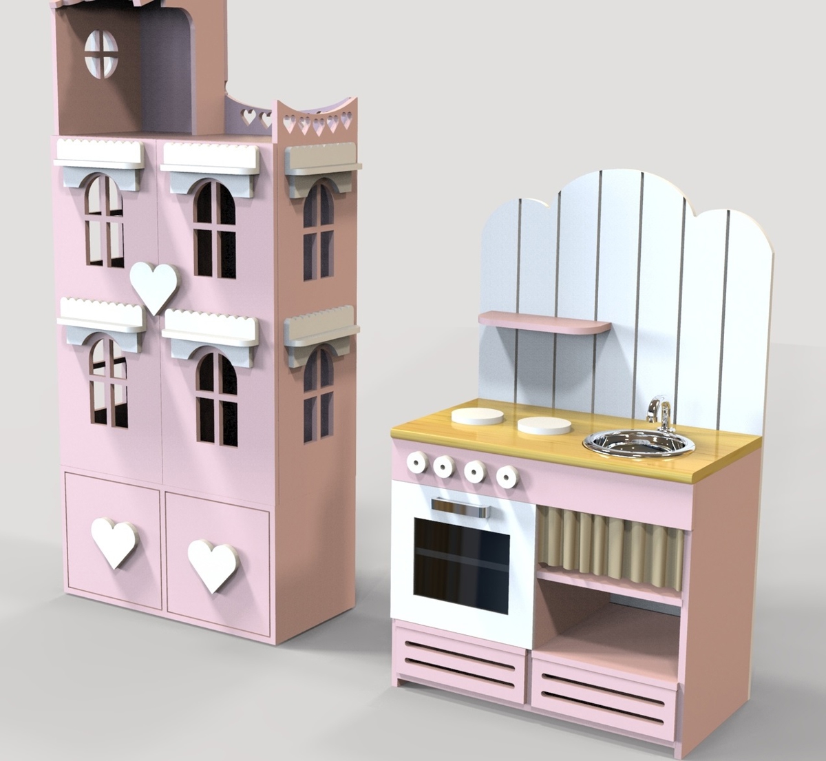 طرح خانه عروسکی و اسباب بازی فر کوچک مناسب برای استفاده در دستگاه های cnc چوب و cnc لیزر - laser cut dollhouse and mini oven toy dxf file