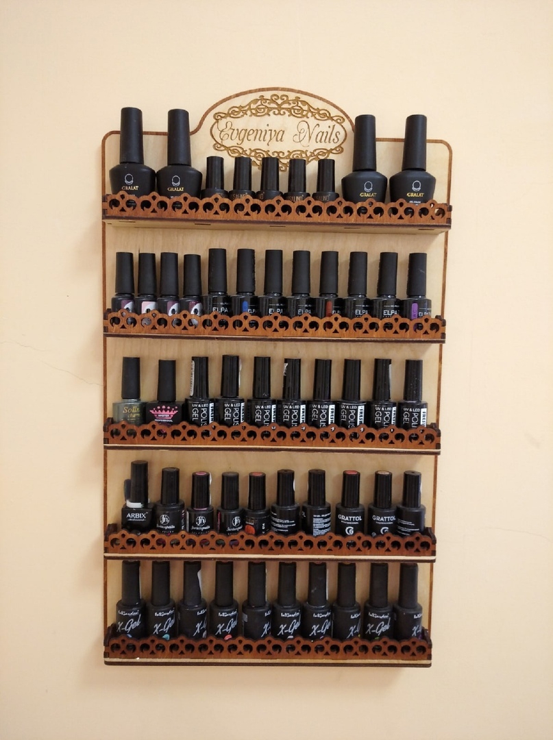 طرح جا لاکی مناسب برای استفاده در دستگاه های cnc چوب و cnc لیزر - laser cut hanging nail polish rack cdr file