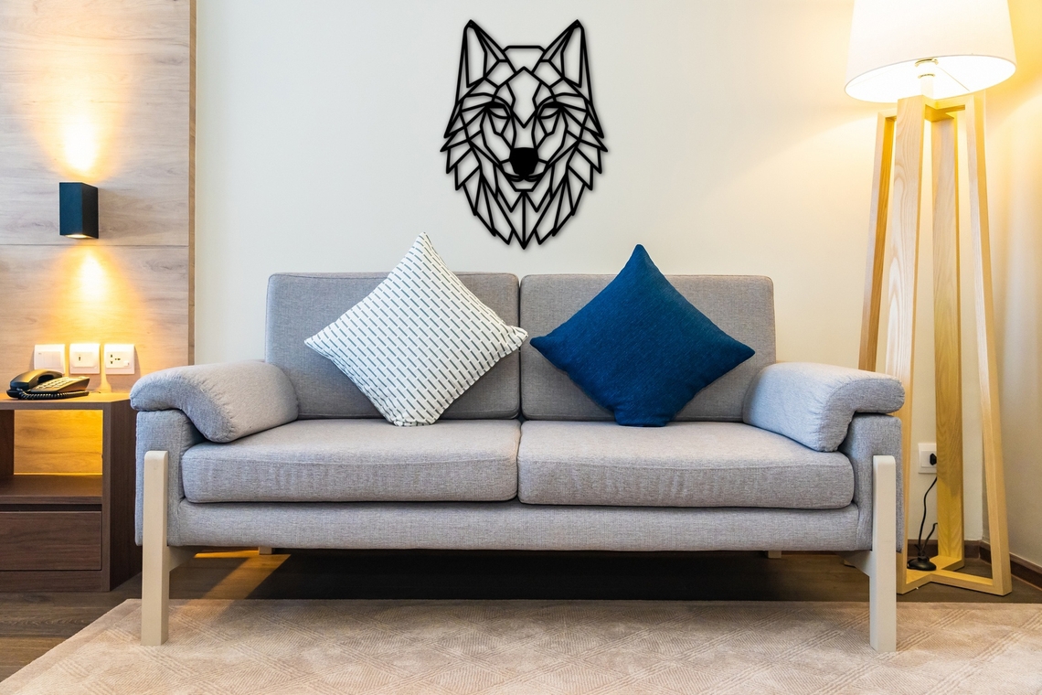 طرح سه بعدی گرگ روی دیوار مناسب برای استفاده در دستگاه های cnc چوب و cnc لیزر - laser cut wolf wall art polygon art wall decor 3d sculpture dxf file