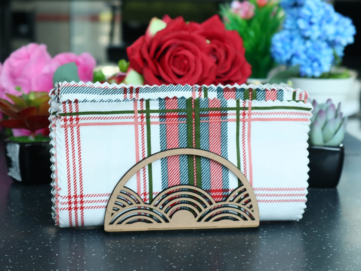 طرح جا دستمال سفره فانتزی طرح گل مناسب برای استفاده در دستگاه های cnc چوب و cnc لیزر - laser cut fancy napkin holder table decor cdr file