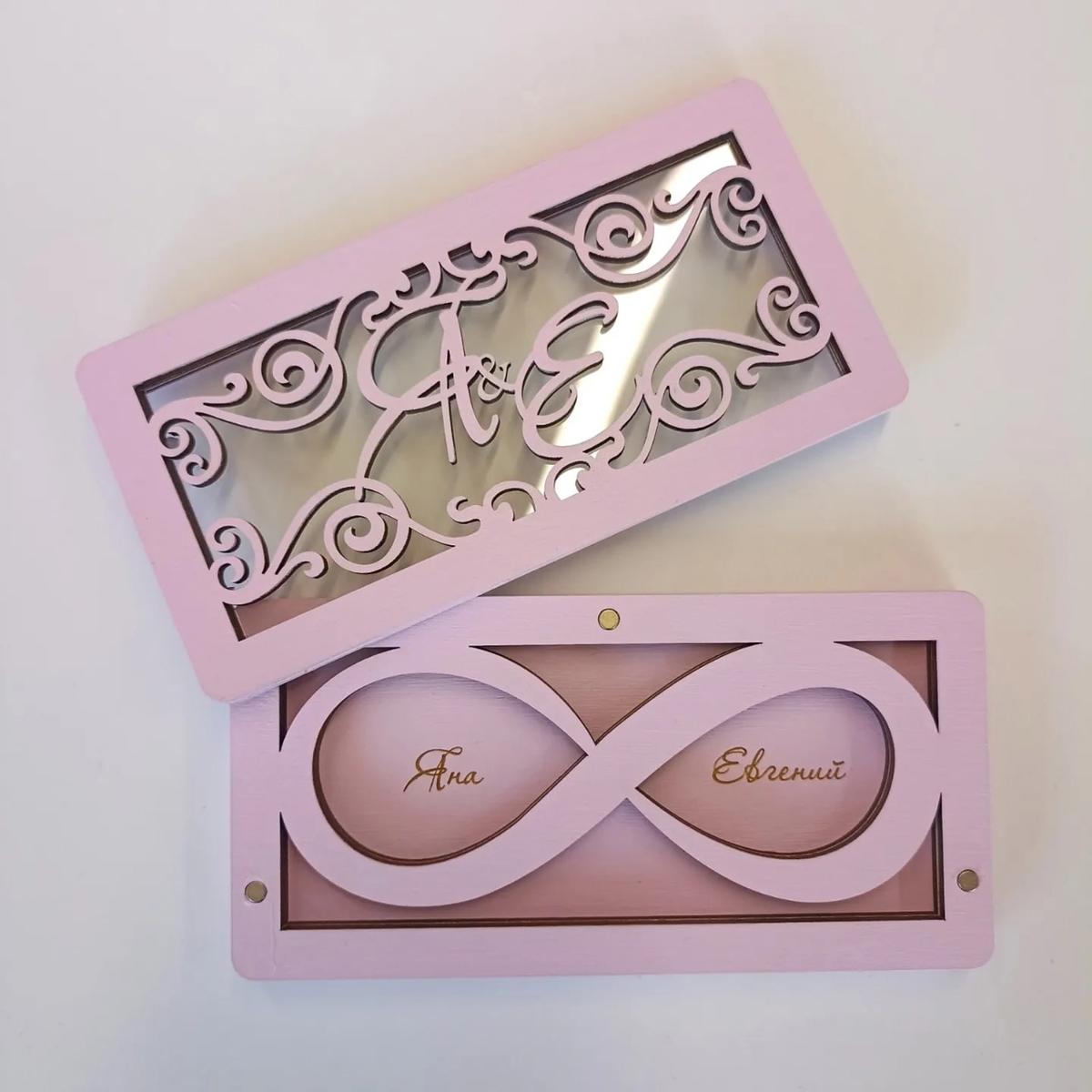 طرح جعبه حلقه ازدواج مناسب برای استفاده در دستگاه های cnc چوب و cnc لیزر - laser cut double ring box wedding ceremony cdr file