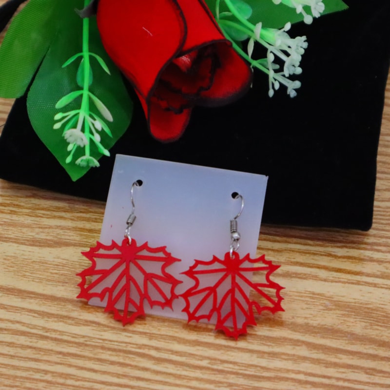 طرح گوشواره طرح برگ اکریلیک مناسب برای استفاده در دستگاه های cnc چوب و cnc لیزر - laser cut acrylic leaf earring dxf file
