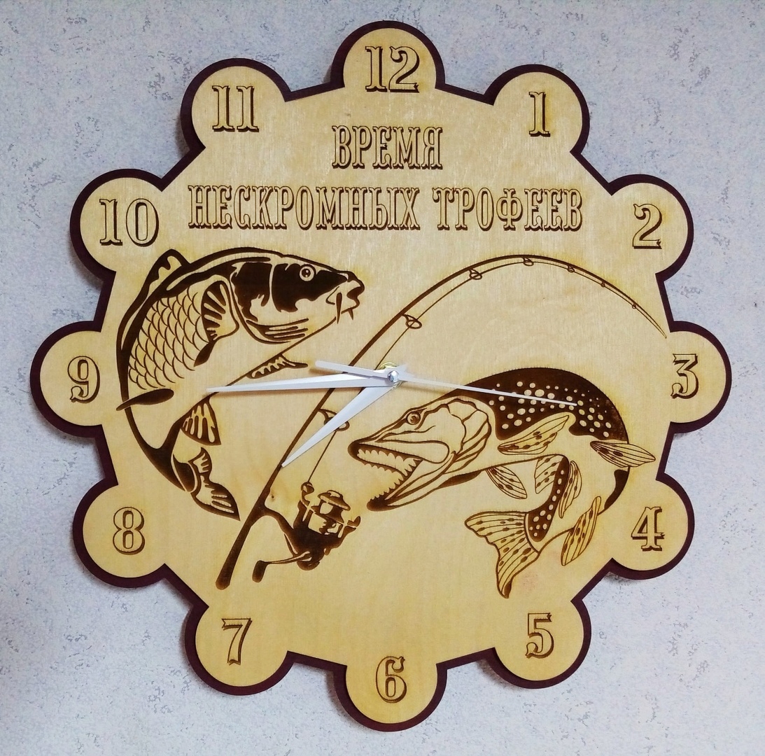 طرح ساعت دیواری طرح ماهیگیر مناسب برای استفاده در دستگاه های cnc چوب و cnc لیزر - laser cut fisherman wall clock cdr file