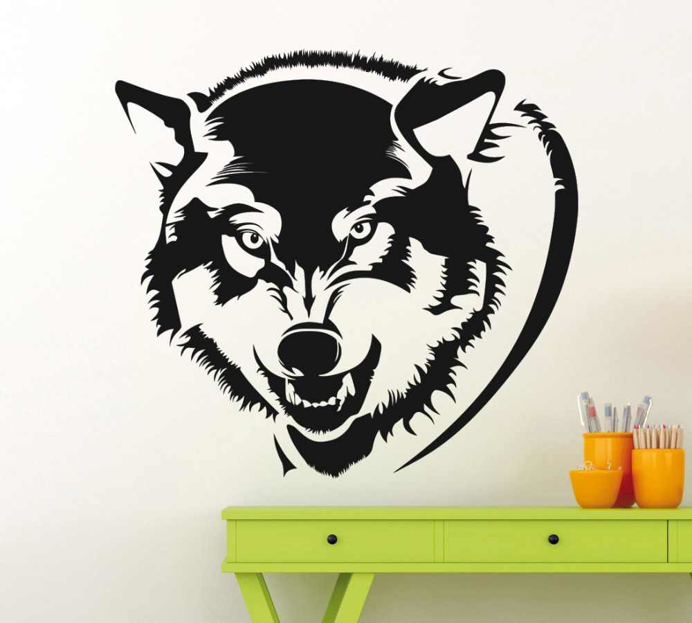 طرح تزیین دیوار با سر گرگ مناسب برای استفاده در دستگاه های cnc چوب و cnc لیزر - laser cut wolf head wall decor cdr file