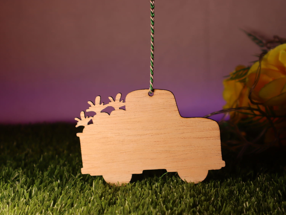 طرح وانت و تزئینات کریسمس مناسب برای استفاده در دستگاه های cnc چوب و cnc لیزر - laser cut pickup truck christmas ornament cdr file