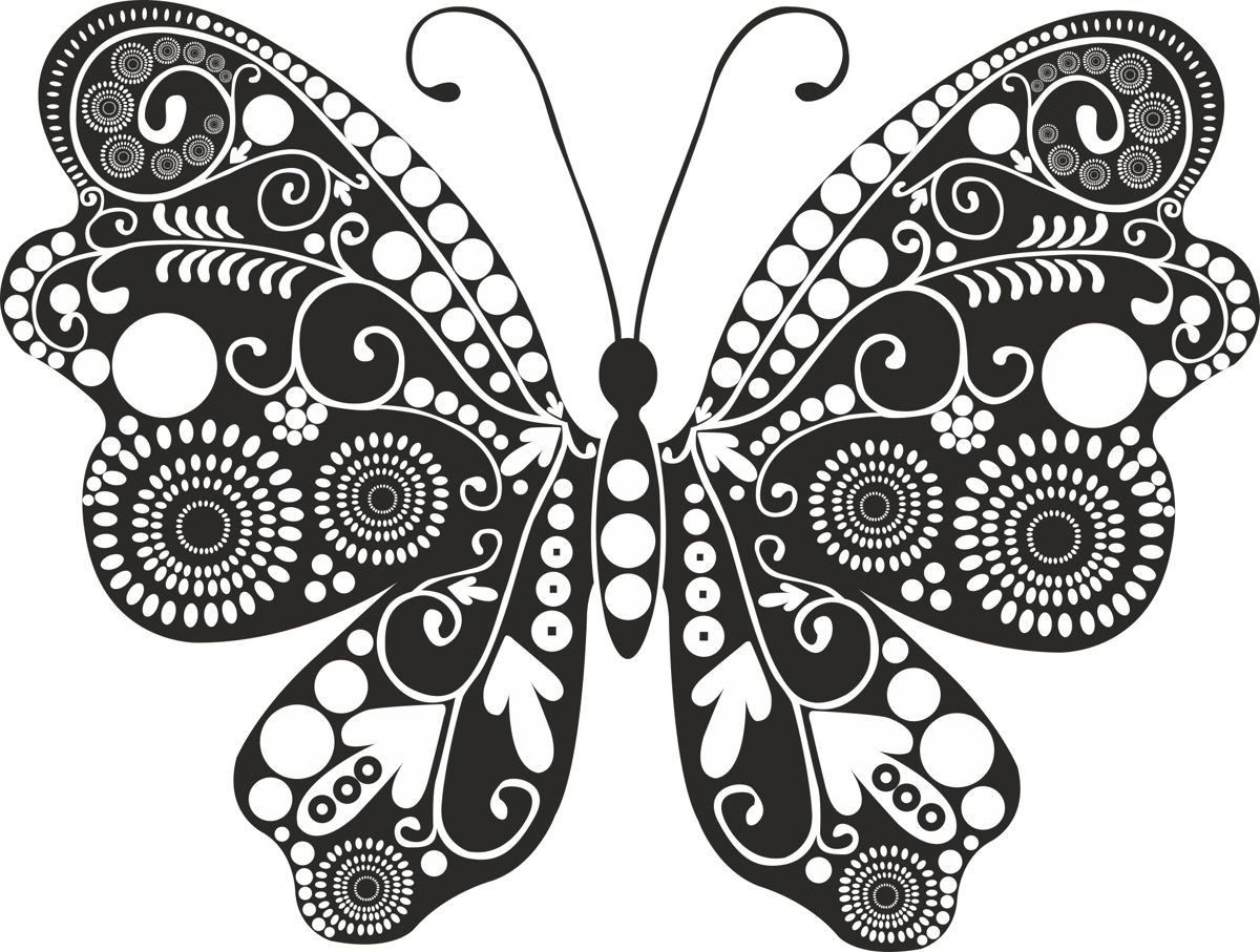 طرح چرخان پروانه مناسب برای استفاده در دستگاه های cnc چوب و cnc لیزر - butterfly swirl cdr file