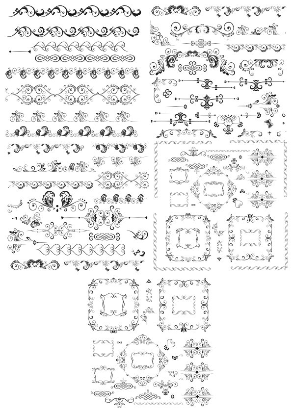 طرح مجموعه کلیپ آرت حاشیه تزئینی مناسب برای استفاده در دستگاه های cnc چوب و cnc لیزر - decorative border clipart set cdr file