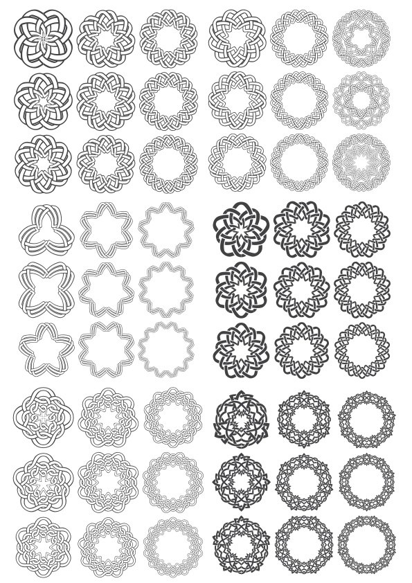 طرح مجموعه ای از زیور آلات گرد ساده با مناسب برای استفاده در دستگاه های cnc چوب و cnc لیزر - set of simple round ornaments cdr file