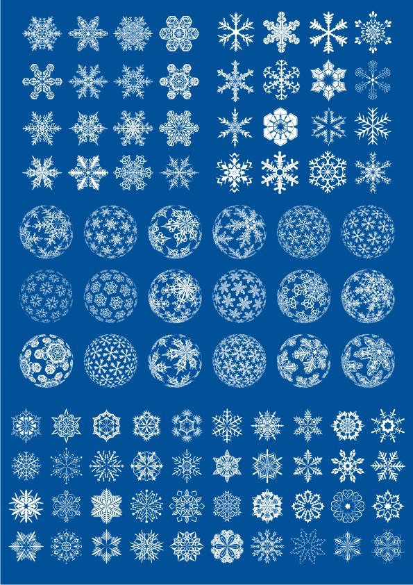 طرح مجموعه اشکال وکتور دانه برف، مناسب برای استفاده در دستگاه های cnc چوب و cnc لیزر - snowflake vector shape set cdr file