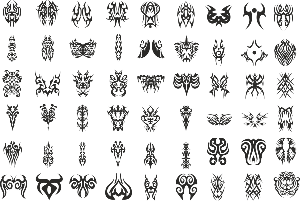 طرح تاتو قبیله ای مناسب برای استفاده در دستگاه های cnc چوب و cnc لیزر - tattoo tribal set cdr file