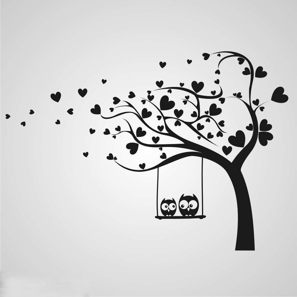 طرح درخت ولنتاین با جغدها مناسب برای استفاده در دستگاه های cnc چوب و cnc لیزر - laser cut engrave valentine tree with owls cdr file
