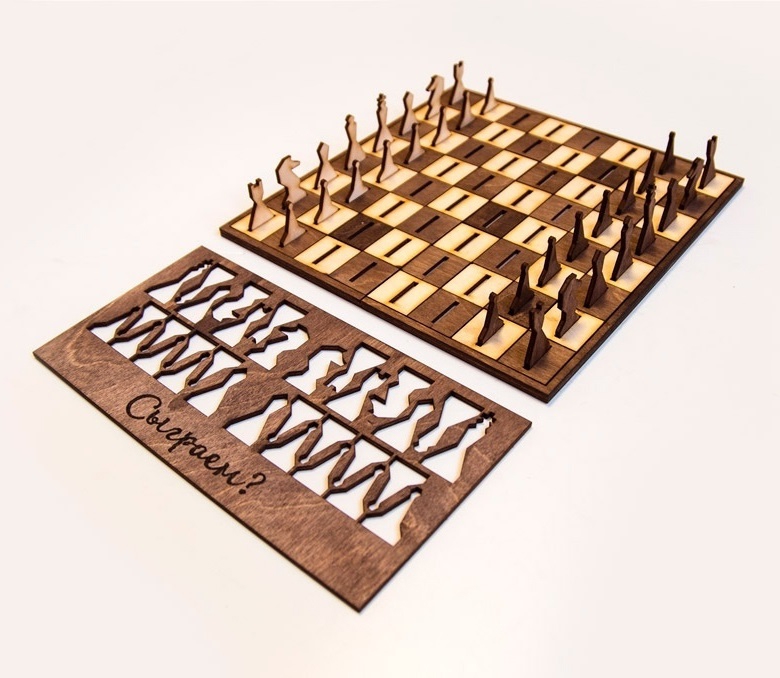 طرح شطرنج چوبی مناسب برای استفاده در دستگاه های cnc چوب و cnc لیزر - laser cut wooden chess set ai file
