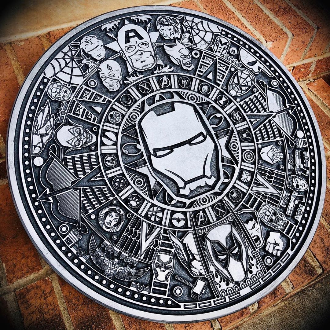 طرح حکاکی لیزری تقویم مارول آزتک مناسب برای استفاده در دستگاه های cnc چوب و cnc لیزر - laser cut engraving marvel aztec calendar cdr file