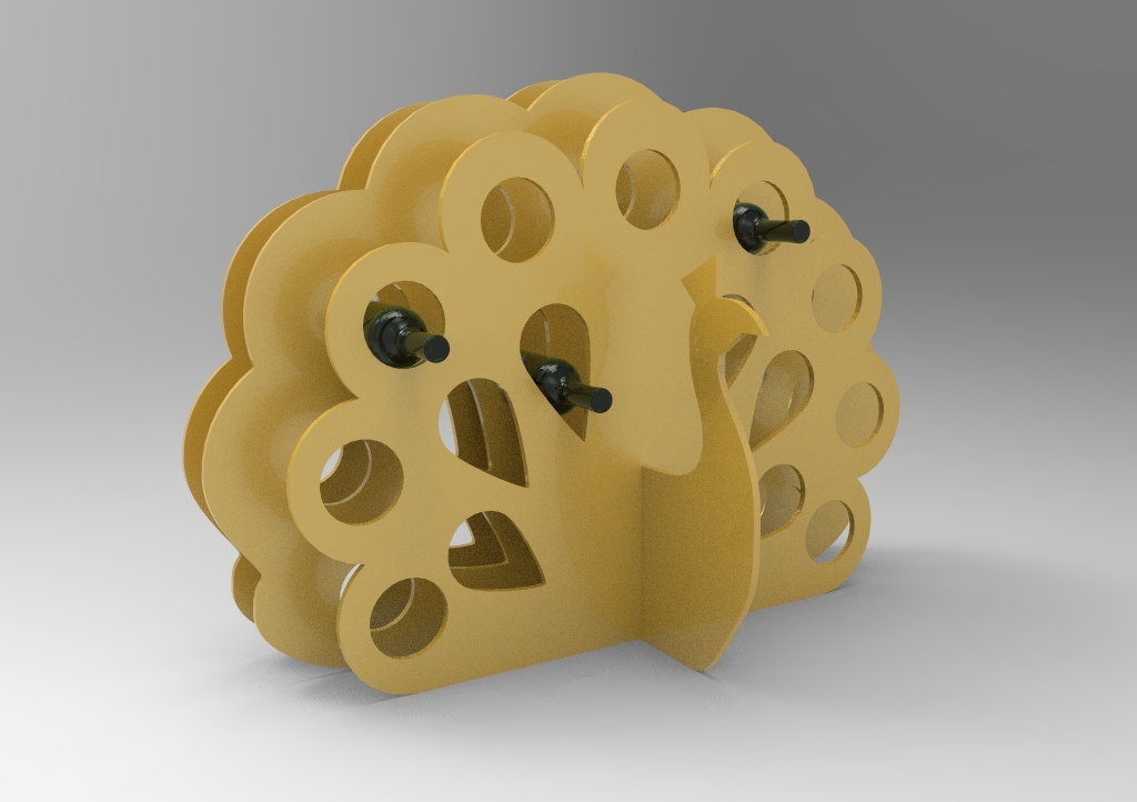 طرح جا لیوانی طرح طاووس مناسب برای استفاده در دستگاه های cnc چوب و cnc لیزر - laser cut peacock wine cellar wine rack template cdr file