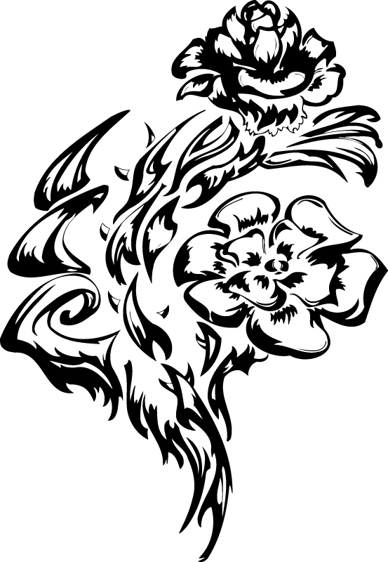طرح وکتور کلیپ آرت شکوفه های گل مناسب برای استفاده در دستگاه های cnc چوب و cnc لیزر - flowers flourish vector clipart ai file