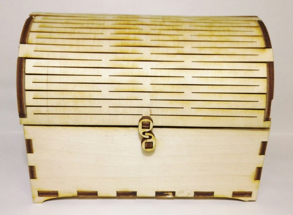 طرح صندوقچه گنج ۴ میلی‌متری مناسب برای استفاده در دستگاه های cnc چوب و cnc لیزر - laser cut treasure chest 4mm cdr file