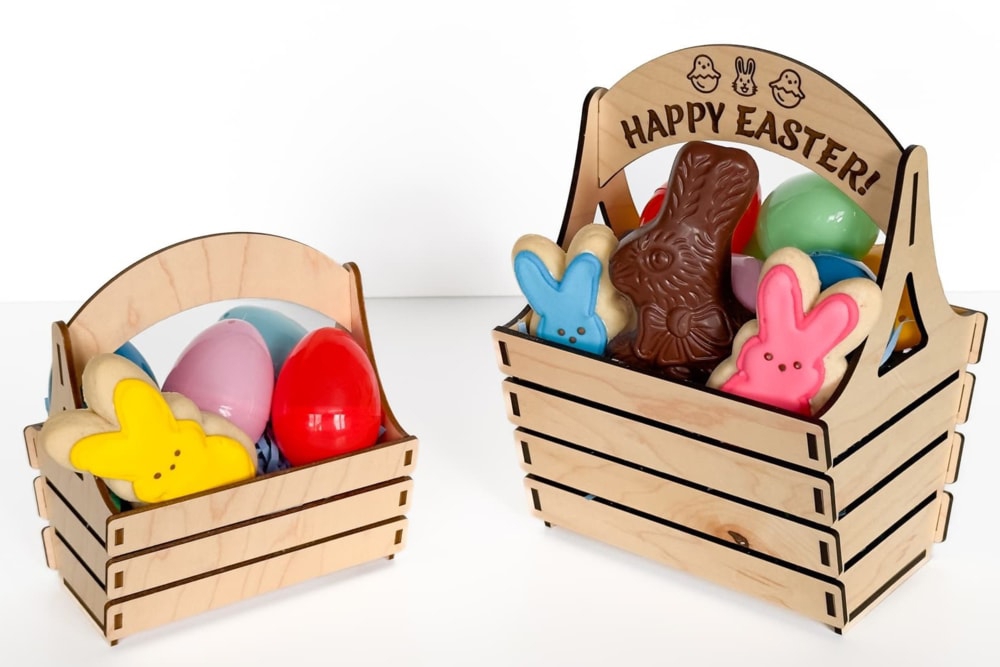 طرح سبد عید پاک مناسب برای استفاده در دستگاه های cnc چوب و cnc لیزر - laser cut easter basket svg file