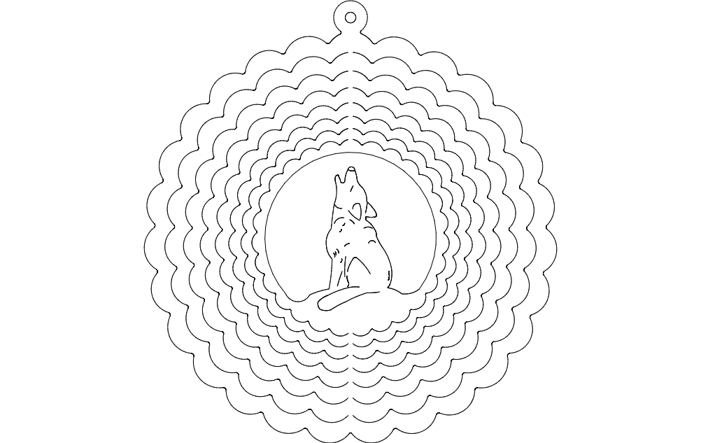 طرح چرخنده بادی گرگ مناسب برای استفاده در دستگاه های cnc چوب و cnc لیزر - wind spinner wolf dxf file