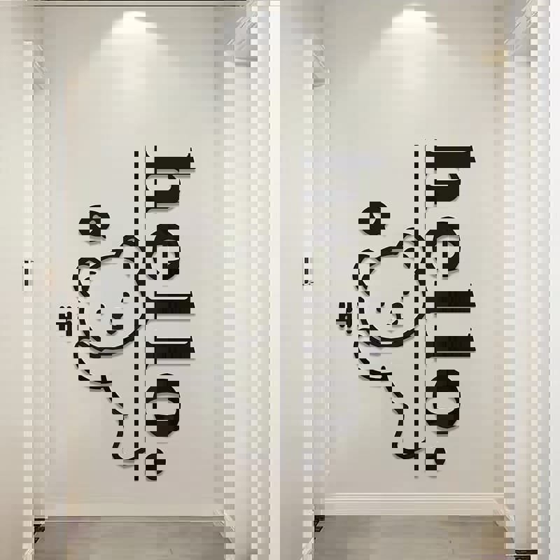 طرح سه بعدی اکریلیک تزئینی سلام با برچسب دیواری خرس، دکور دیواری DIY مناسب برای استفاده در دستگاه های cnc چوب و cnc لیزر - laser cut 3d acrylic decorative hello with bear wall sticker diy wall decor