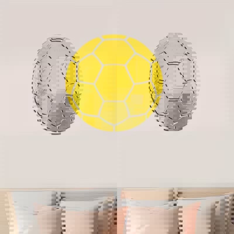 طرح برچسب آینه اکریلیک فوتبال، دکور اتاق خواب، دکوراسیون اتاق نشیمن مناسب برای استفاده در دستگاه های cnc چوب و cnc لیزر - laser cut football acrylic mirror sticker bedroom living room decor