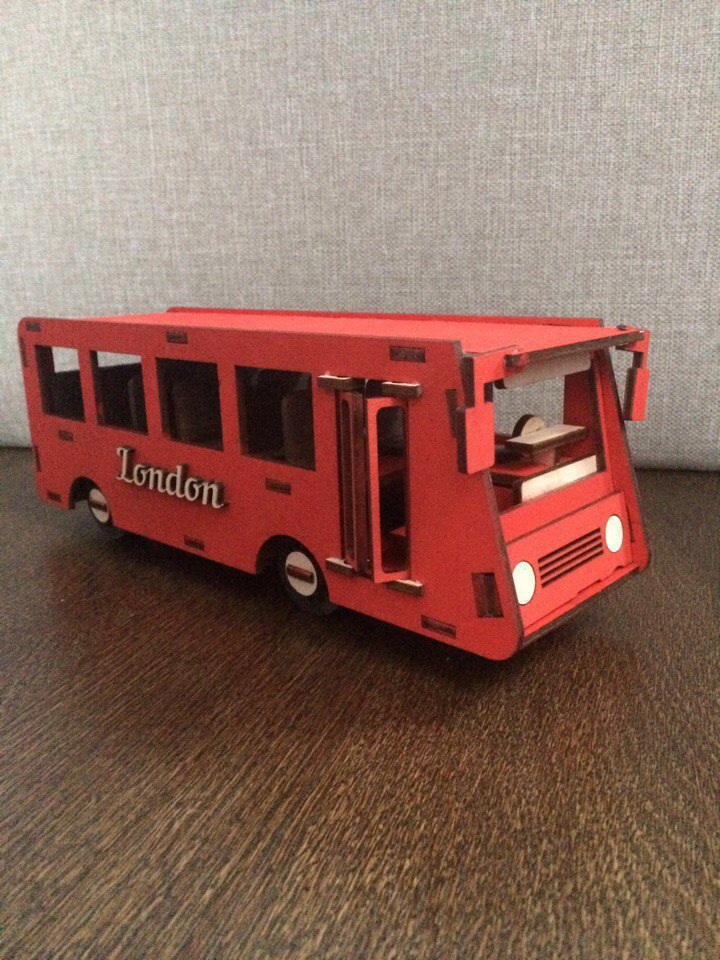 طرح اتوبوس ۴ میلی‌متری مناسب برای استفاده در دستگاه های cnc چوب و cnc لیزر - laser cut bus 4mm cdr file