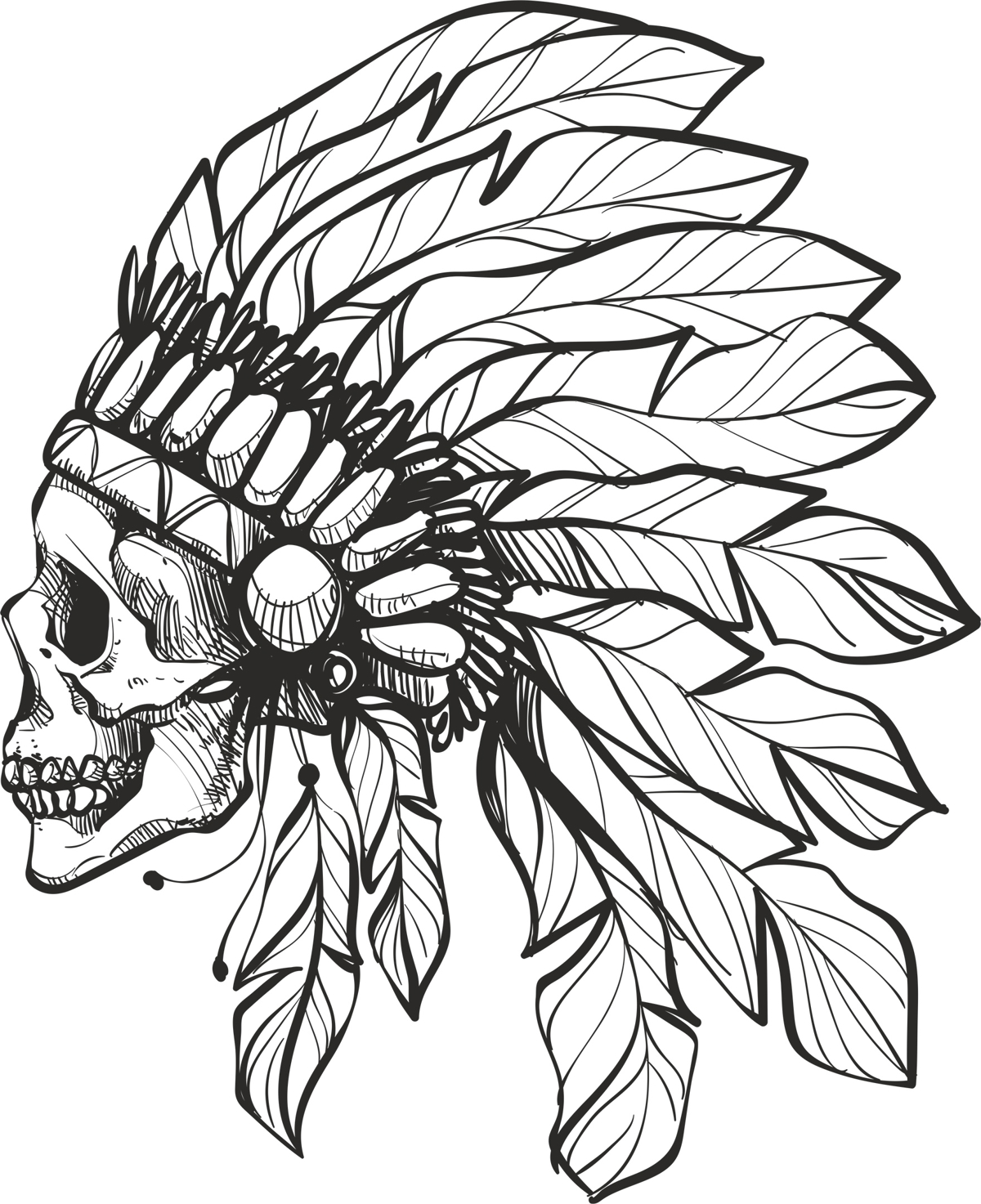 طرح جمجمه طراحی شده با دست مناسب برای استفاده در دستگاه های cnc چوب و cnc لیزر - handdrawn skull cdr file