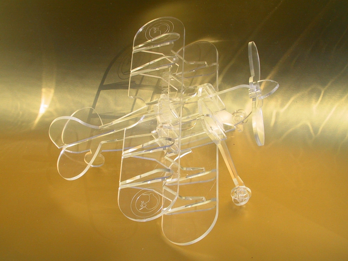 طرح پازل سه بعدی هواپیمای دو باله مناسب برای استفاده در دستگاه های cnc چوب و cnc لیزر - biplane 3d puzzle dxf file