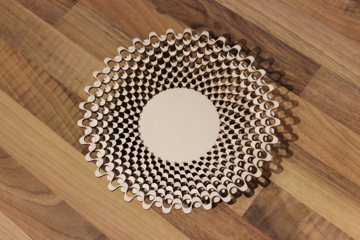 طرح کاسه همپوشان مناسب برای استفاده در دستگاه های cnc چوب و cnc لیزر - overlap bowl laser cutting cdr file