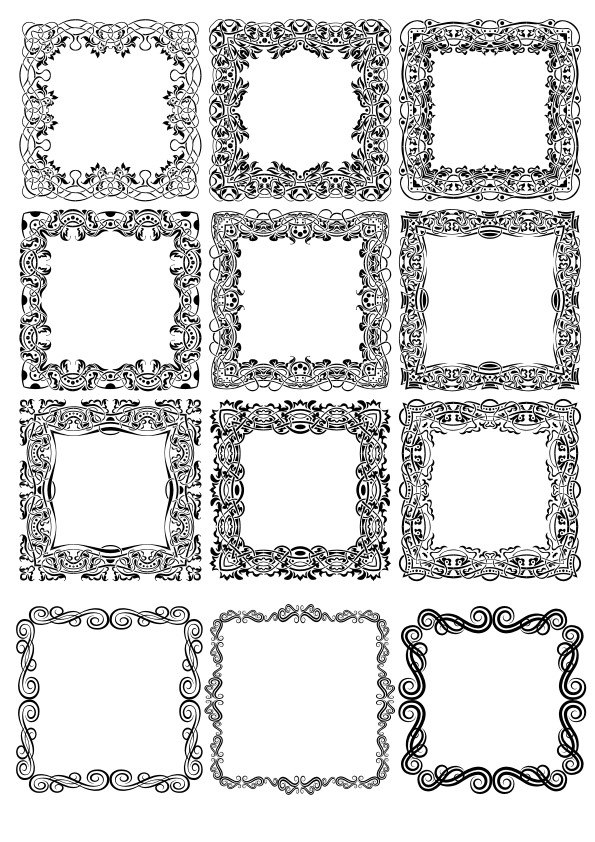 طرح فایل کورل cdr قاب و حاشیه گلدار مناسب برای استفاده در دستگاه های cnc چوب و cnc لیزر - floral frame borders cdr file