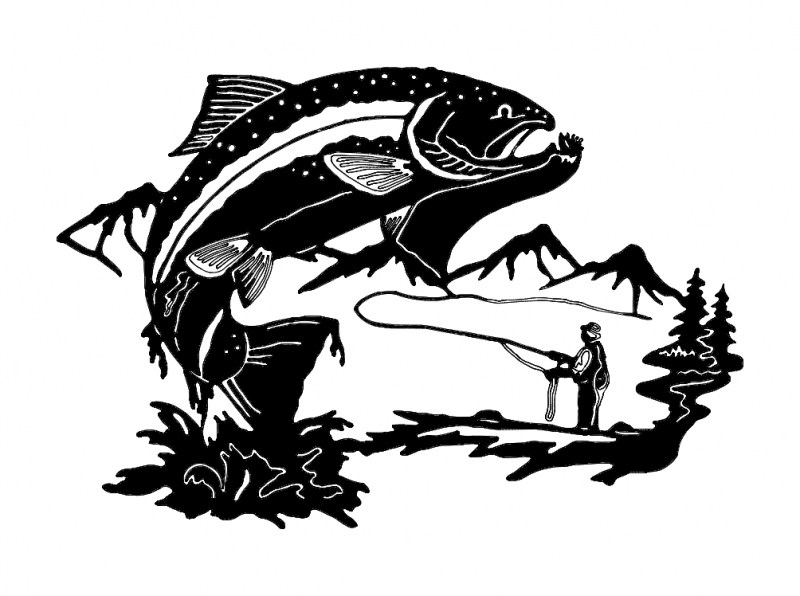 طرح ماهیگیر مناسب برای استفاده در دستگاه های cnc چوب و cnc لیزر - fish fisherman dxf file