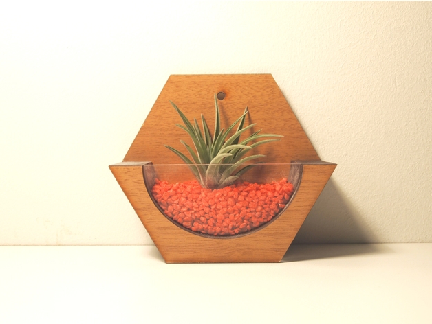 طرح پازل سه بعدی گلدان دیواری کوچک cnc مناسب برای استفاده در دستگاه های cnc چوب و cnc لیزر - mini wall pot cnc 3d puzzle cdr file