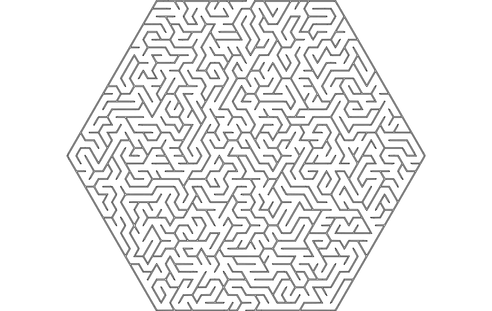 طرح با طرح هگزا ماز مناسب برای استفاده در دستگاه های cnc چوب و cnc لیزر - maze hexa shape dxf file