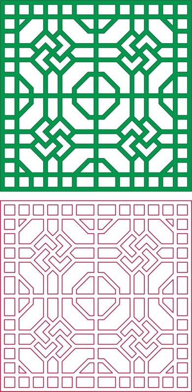 طرح مربعی مناسب برای استفاده در دستگاه های cnc چوب و cnc لیزر - square design pattern dxf file