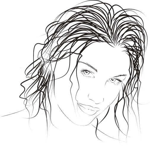 طرح وکتور زن نقاشی شده مناسب برای استفاده در دستگاه های cnc چوب و cnc لیزر - drawn woman vector cdr file