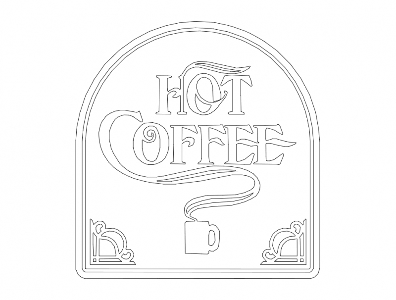 طرح قهوه داغ مناسب برای استفاده در دستگاه های cnc چوب و cnc لیزر - hot coffee dxf file
