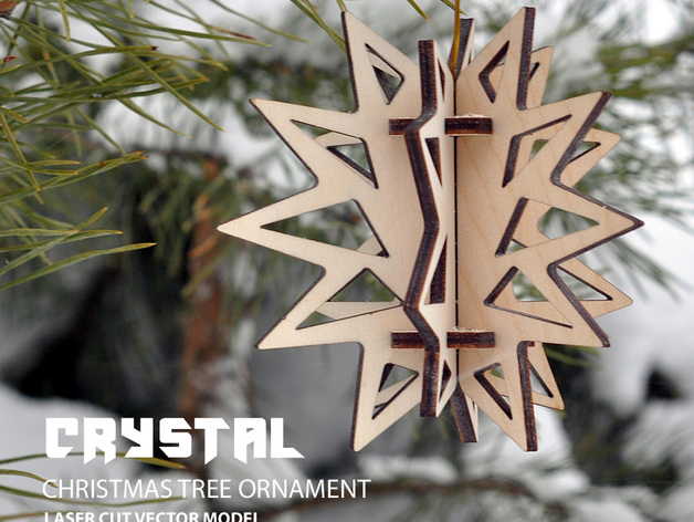 طرح تزیین درخت کریسمس کریستالی مناسب برای استفاده در دستگاه های cnc چوب و cnc لیزر - crystal christmas tree ornament dxf file